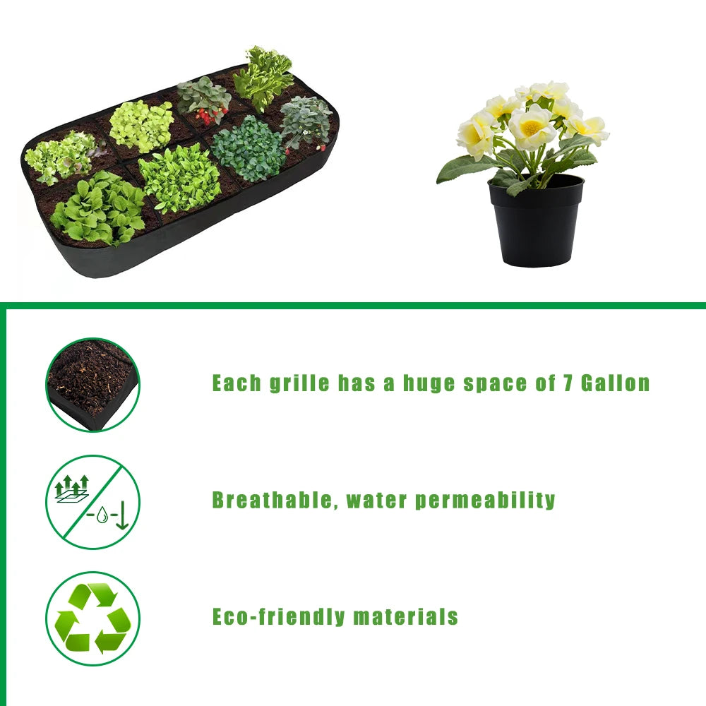 Flowerpot Breathe Cloth Rectangular Planting Bag For Vegetables Flowers Raised Garden Bed Felt 4/8 Pockets Multi-grid Zpaxo