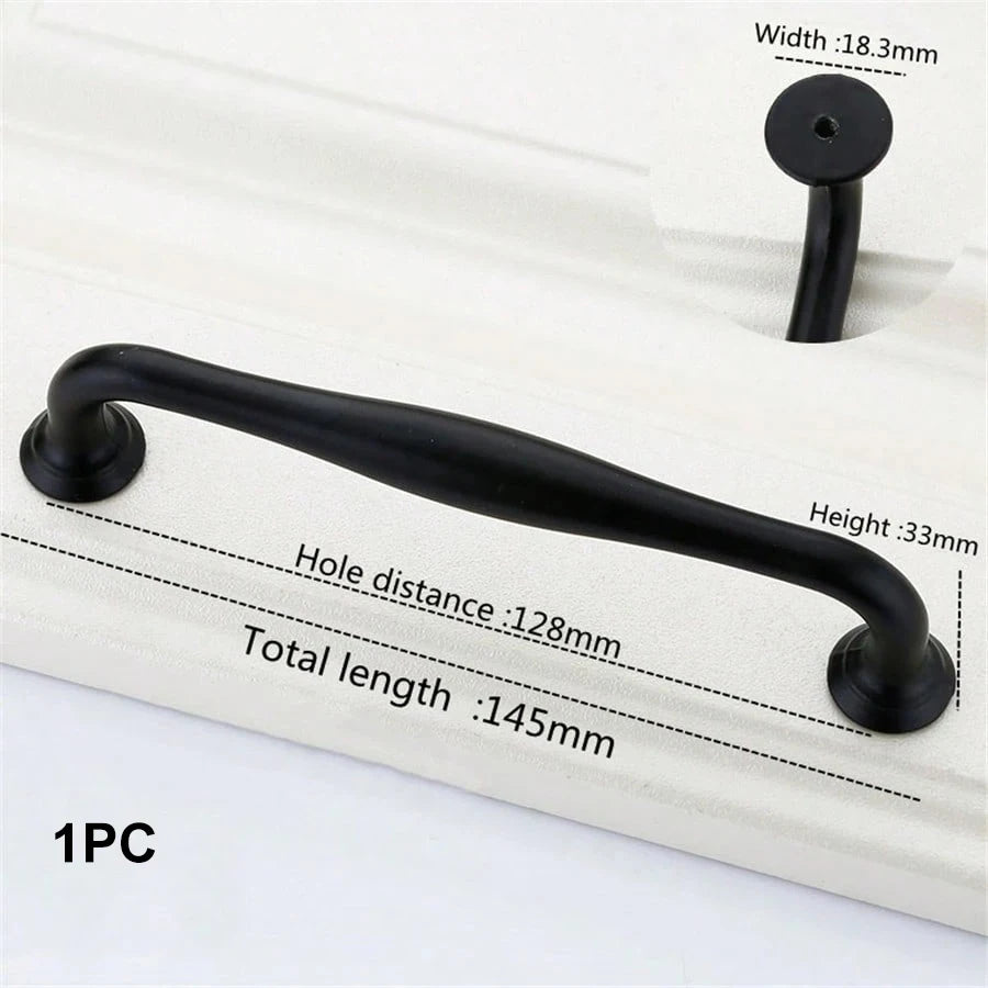 1/2Pcs Black Cabinet Handles Aluminum Alloy Cabinet Pulls Drawer Knobs for Kitchen Bathroom Closet Cupboard Wardrobe Hardware Zpaxo 1PC 128mm