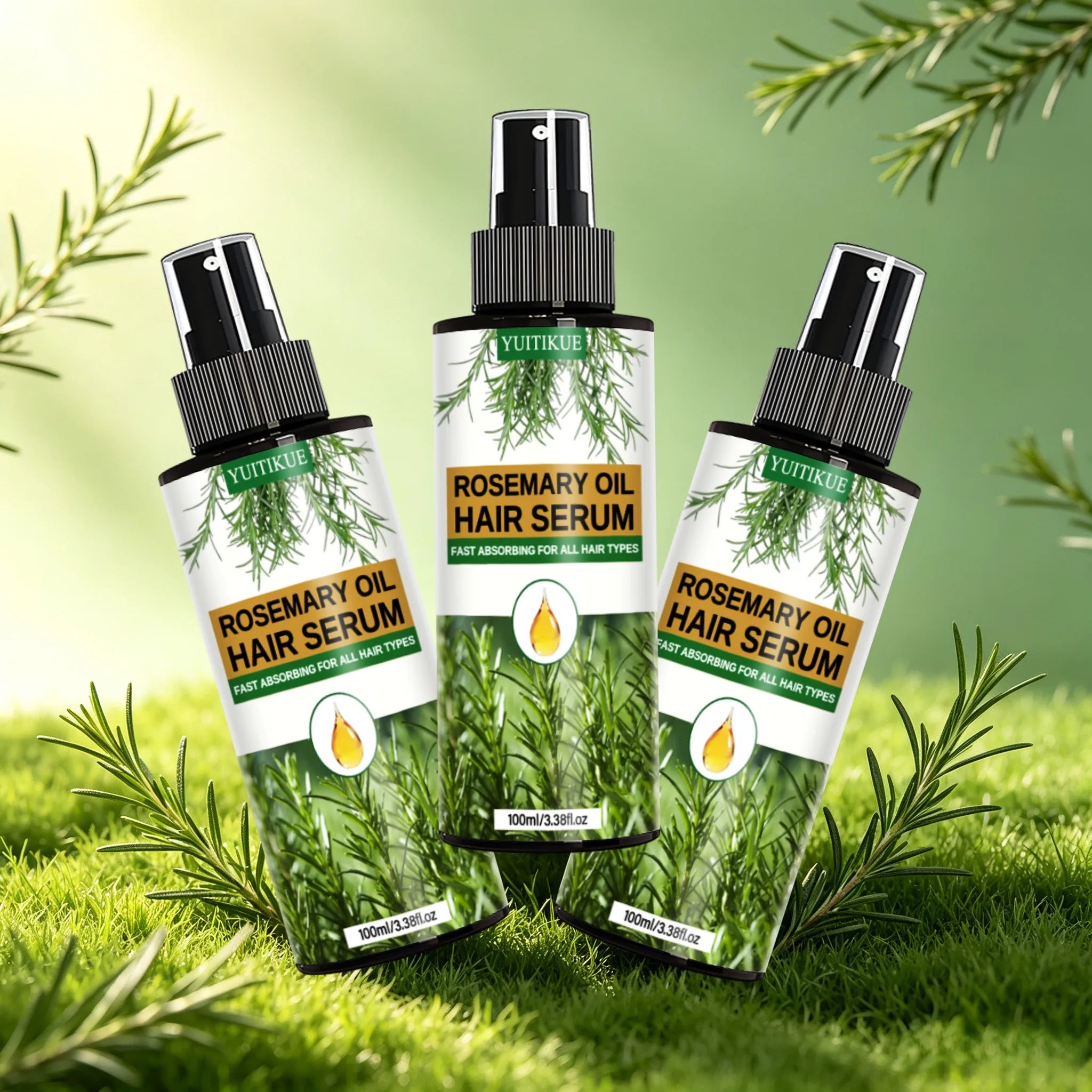 YUITIKUE Rosemary Hair Serum Spray – Frizz Control & Hydration Hair Serum Spray Zpaxo 3pc