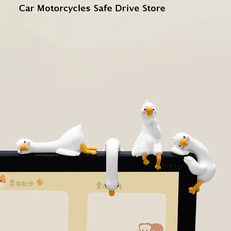 Cute 3D Mini Duck Figurine Resin Cartoon Animal Decor Desk Car