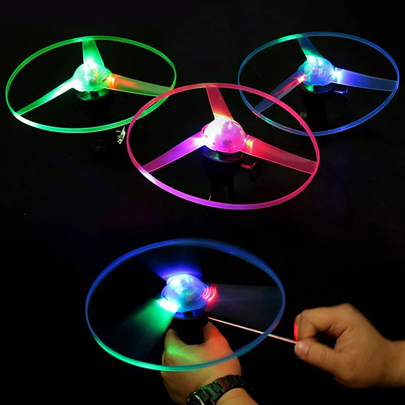Flying Spinning Luminous Toys Glowing Flyer Kids LED Light Handle