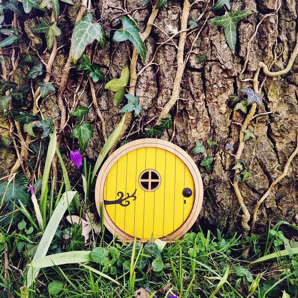 2Pcs Wooden Fairy Door Miniature Decor Fine Workmanship Lifelike Appearance Indoor Outdoor Mini Garden Accessory Gift Idea