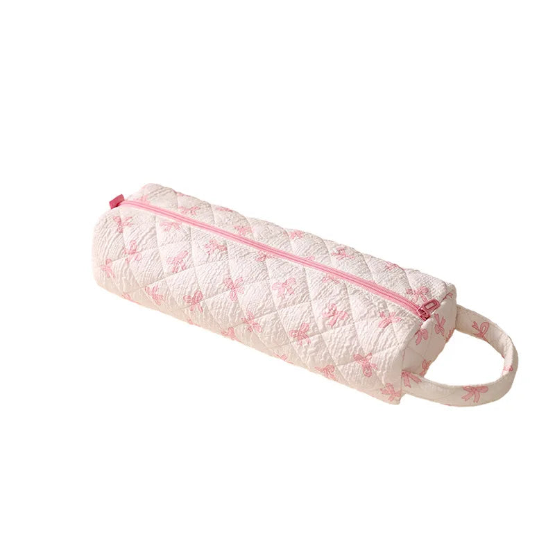 New Travel Hair Dryer Storage Bag with Handle Dustproof Curler Storage Bag Large Capacity Soft Quilting Cotton Hair Organizer Zpaxo bow