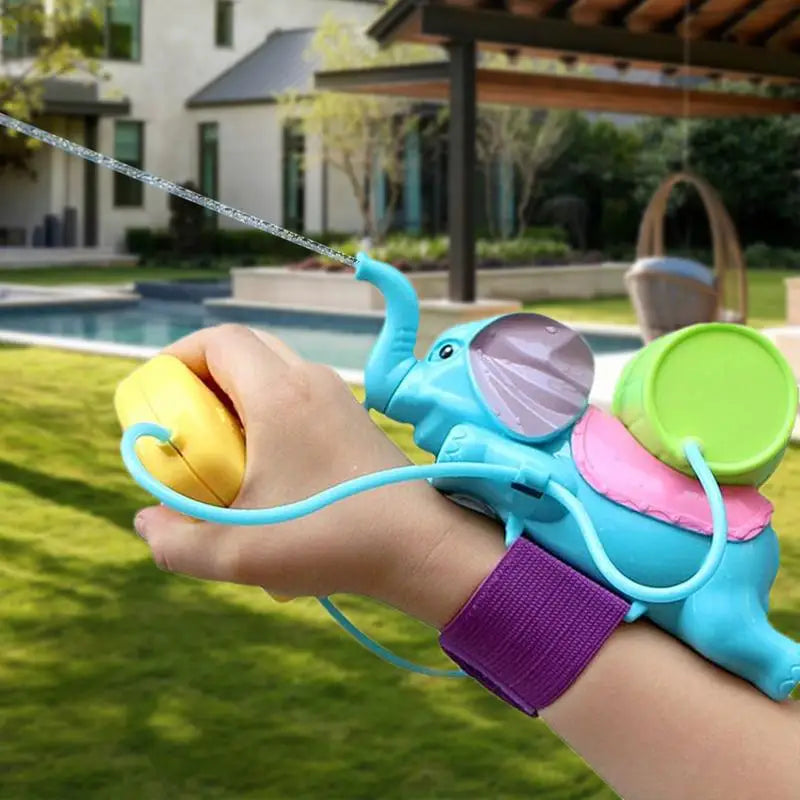 Wrist Water Squirter Toy Cartoon Elephant Children Water Soaker For Wrist Boys Girls Interactive Pool Game Bathing Playing Fun Zpaxo