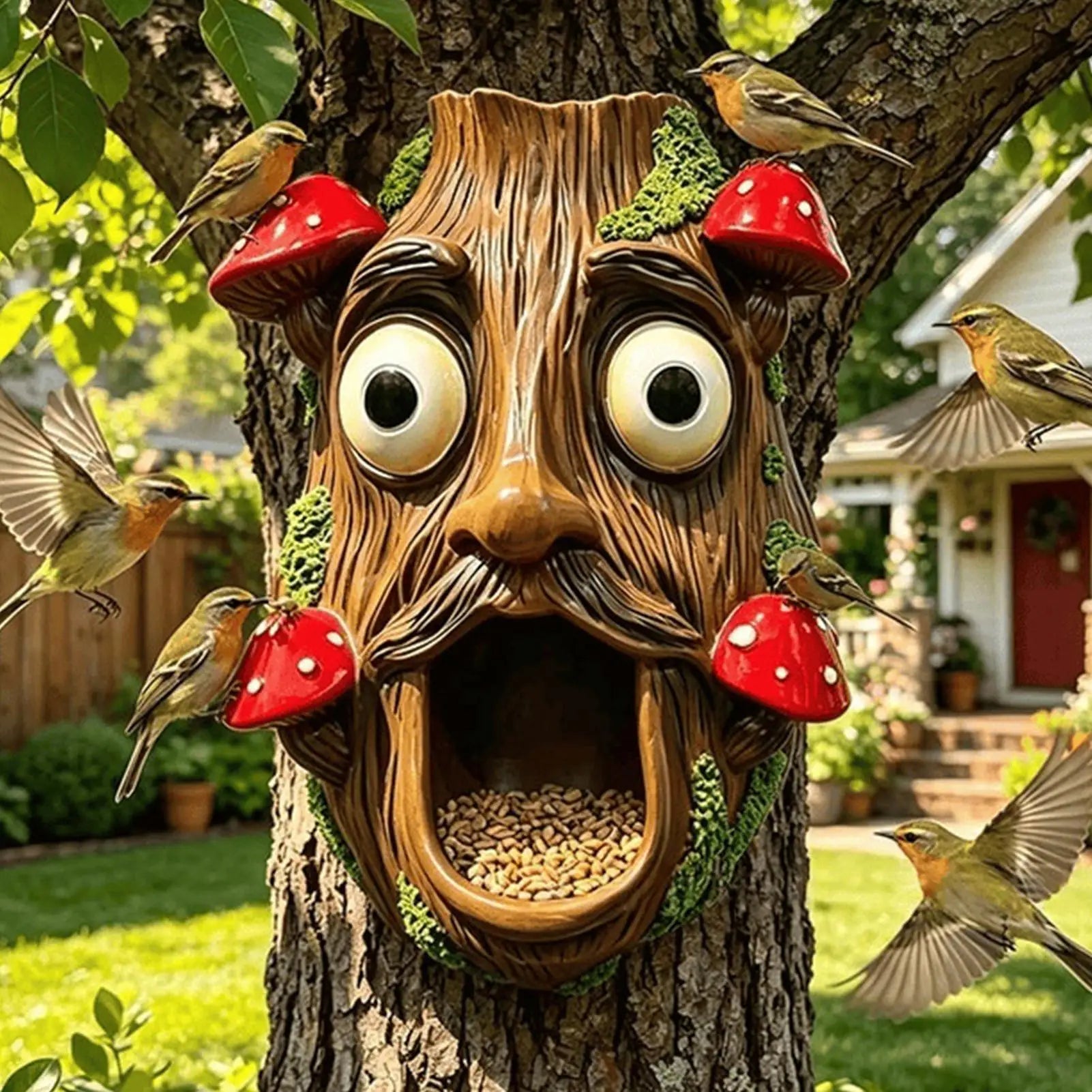 Bird Feeder Sculpture Garden Food Holder Wild Feeders Outdoor