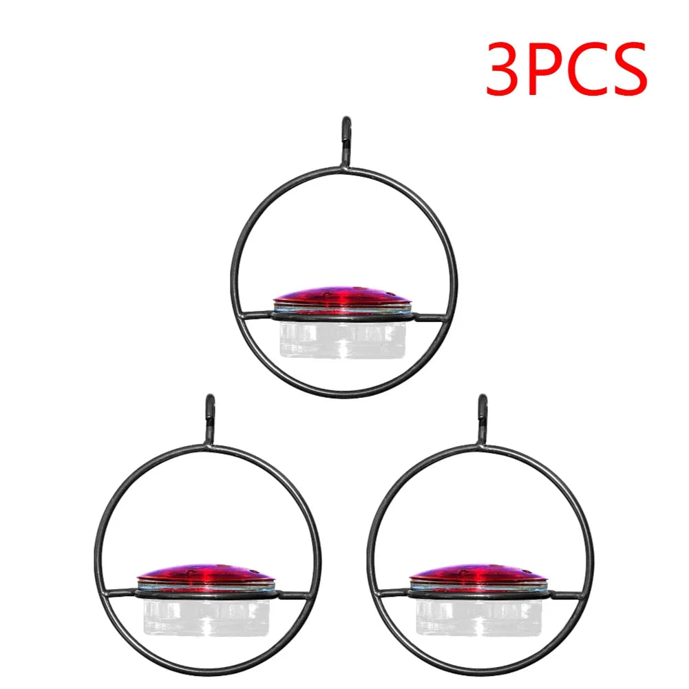 1- Hanging Hummingbird Feeder Red Glass Bowl Tray Garden Decoration