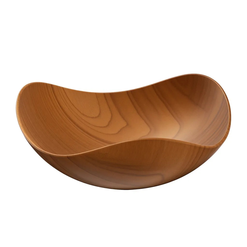 Triangular Wood Grain Fruit Bowl – Retro Snack Serving Platter