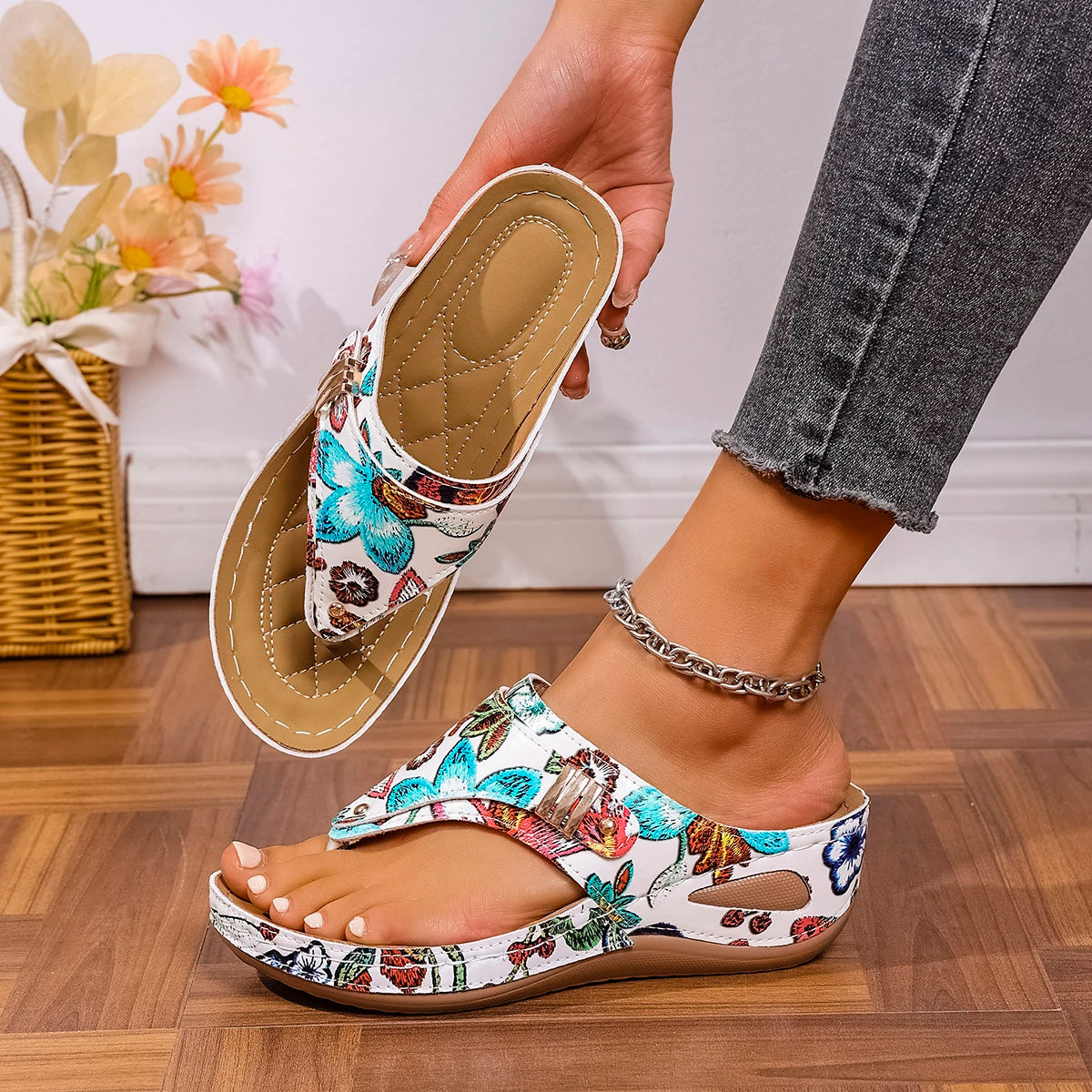 Women Wedges Slippers Lightweight Trend Sandals Open Toe Platform Zpaxo