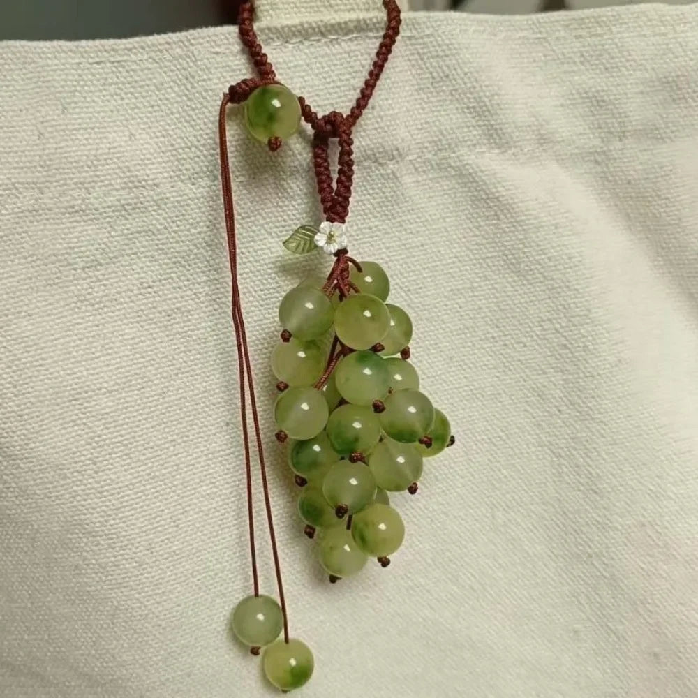 Creative Elegant Grape Cluster Pendant Green Alloy Crystal Phone Zpaxo Style 3