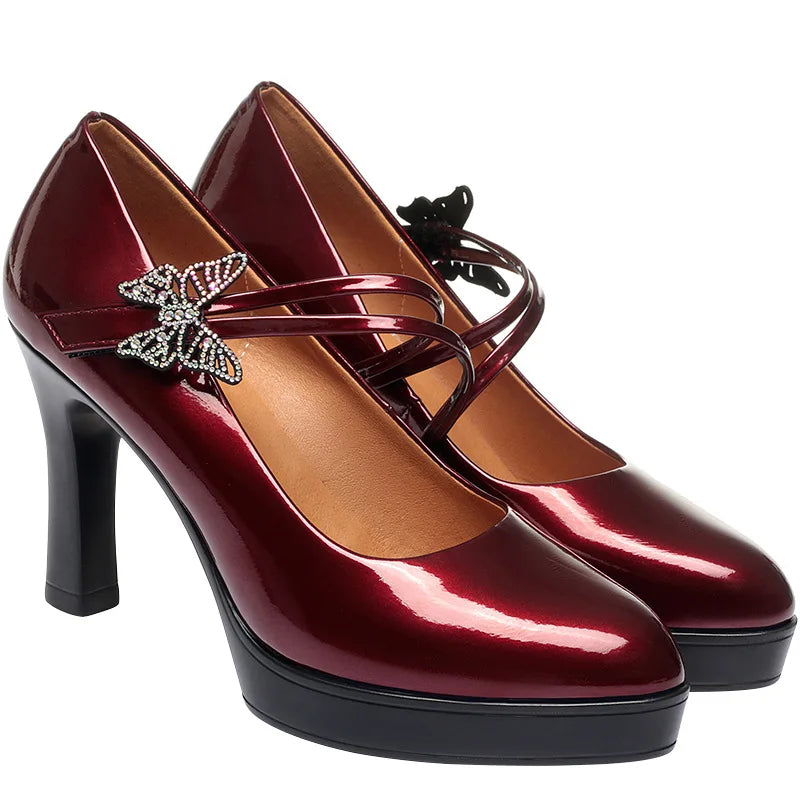 2023 Spring Autumn High-heeled Single Shoes Leather Small Catwalk Zpaxo