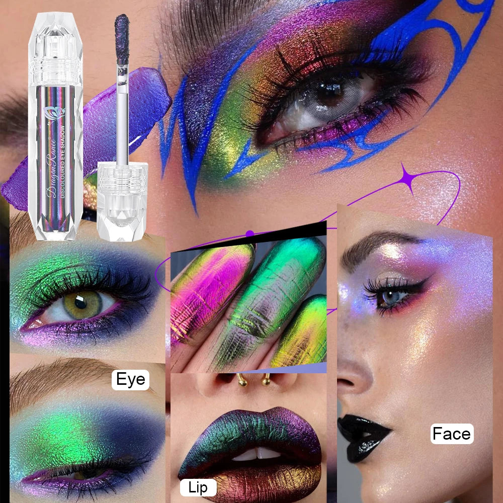Chameleon Metal Lip Gloss Liquid Lipstick Brightening Long-Lasting Lip Gloss Multi-Color Long-Lasting Moisturizing Non-Stick Cup Zpaxo