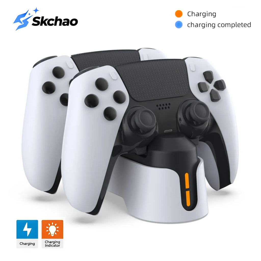 For PlayStation 5 Double Charging Dock for PS5 Handle with Dual-color Charging Indicator Light & Charing Cable Zpaxo