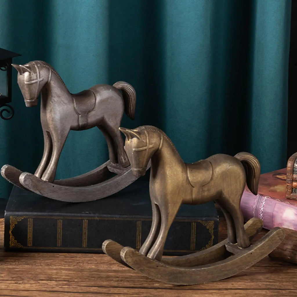 Wooden Rocking Horse Statue – Decorative Figurine for Home & Office Decorative Figurine Zpaxo