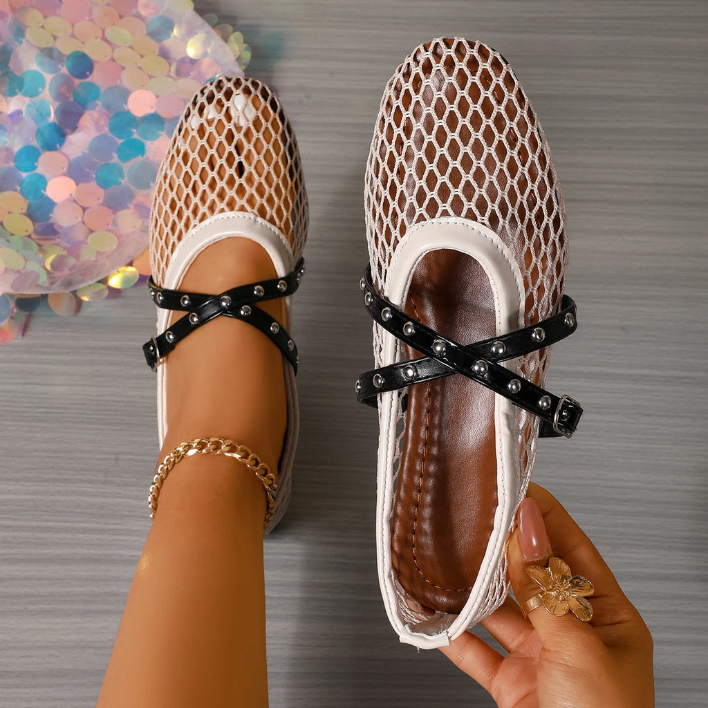 Women Sandals Summer Round Toe Buckles Shoes Casual Comfortable Flats