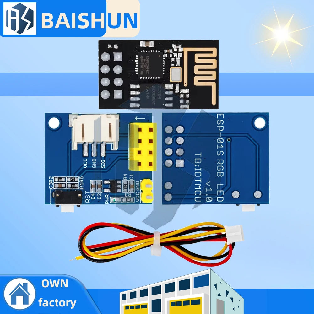 1PCS ESP8266 ESP-01 ESP-01S RGB LED Controller Module for Arduino IDE WS2812 Light Ring Smart Electronic DIY Zpaxo