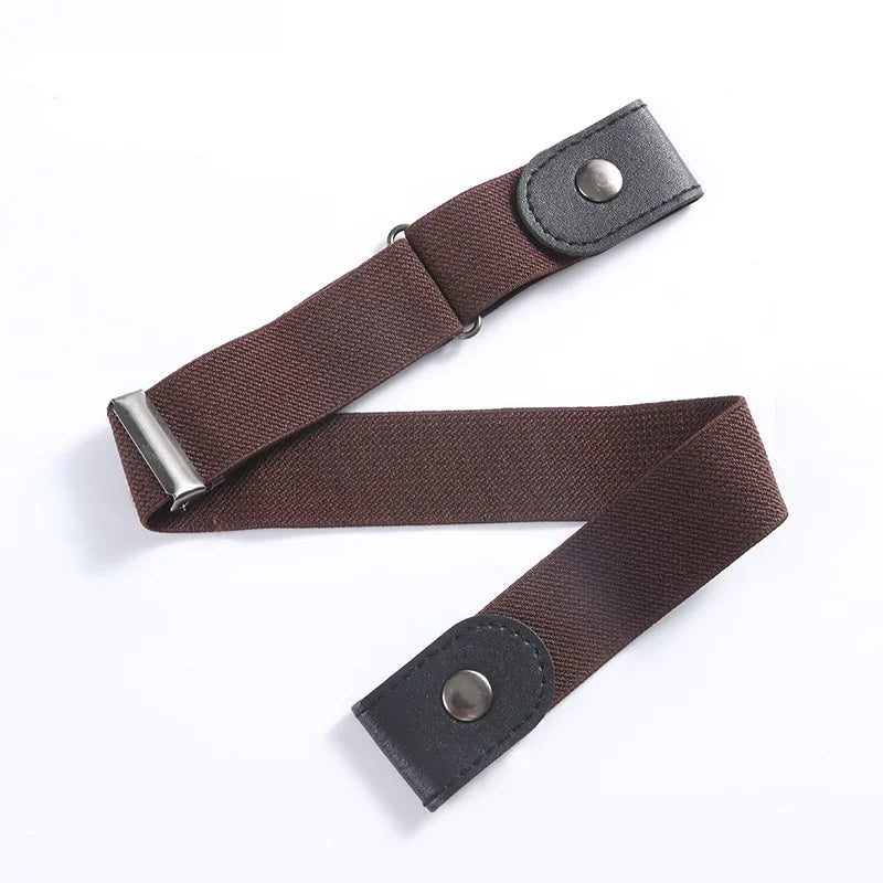 Unisex Invisible Elastic Belt Adjustable Buckle Stretch No-show Jeans