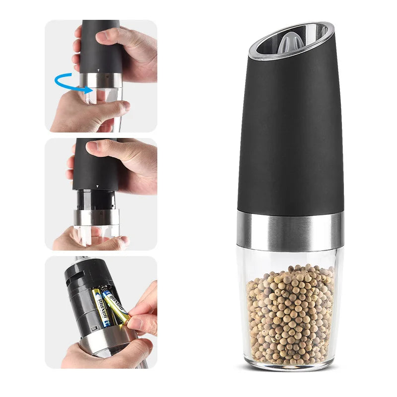 Electric Pepper Grinder Stainless Steel Automatic Gravity Shaker Salt Zpaxo
