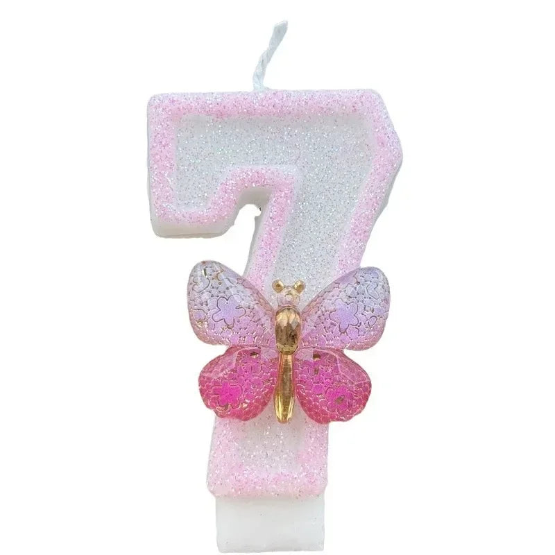 Pink Butterfly Number Candles 1–9 | Birthday Cake Topper Birthday Cake Candles Zpaxo 7
