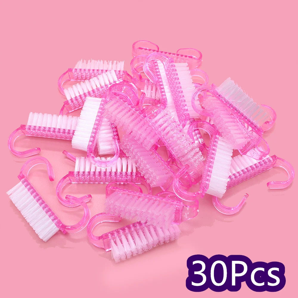 10/30Pcs Acrylic Nail Art Brushes 4 Colors Manicure Tool Set Soft Dust Removal Plastic Cleaning Brushes For Powder Dust Cleaning Zpaxo 30Pcs Pink
