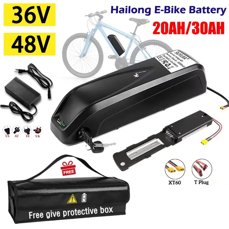 New 52V 48V 36V Hailong Battery 15Ah-20Ah-30Ah for 250-1200W Bafang BBS02 BBS03 BBSHD Motor Full Capacity Power Pack Suitable Zpaxo