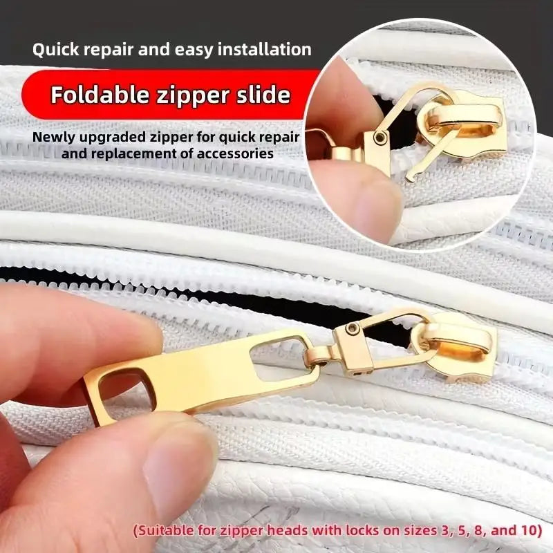 4pcs Two-Hole Zipper Pull Tabs – Detachable Metal Buckle, Replacement for Clothing & Schoolbags Zpaxo