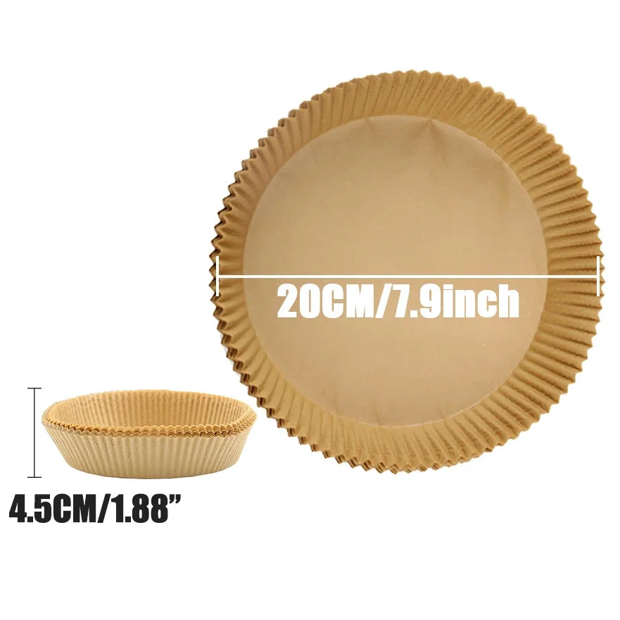 Air Fryer Disposable Baking Paper Liner Non-Stick Mat Steamer Square Round Parchment for Microwave Oven Kitchen Cookers Zpaxo 20CM-Round 200PCS