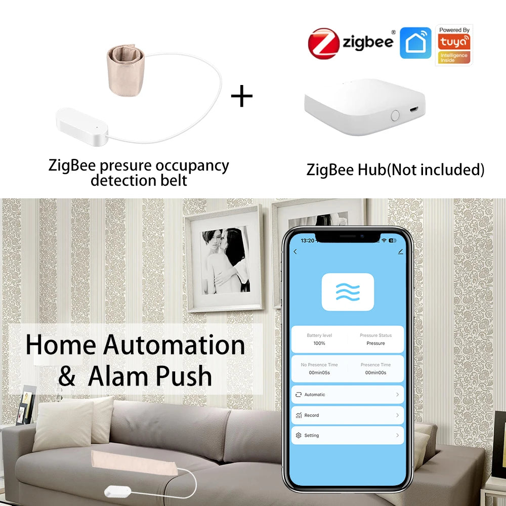 Zigbee Pressure Senor Stress Belt Hidden In Bed/Sofa Occupancy/Presence Detector Battery Powered Tuya Smart Life Home Automation Zpaxo