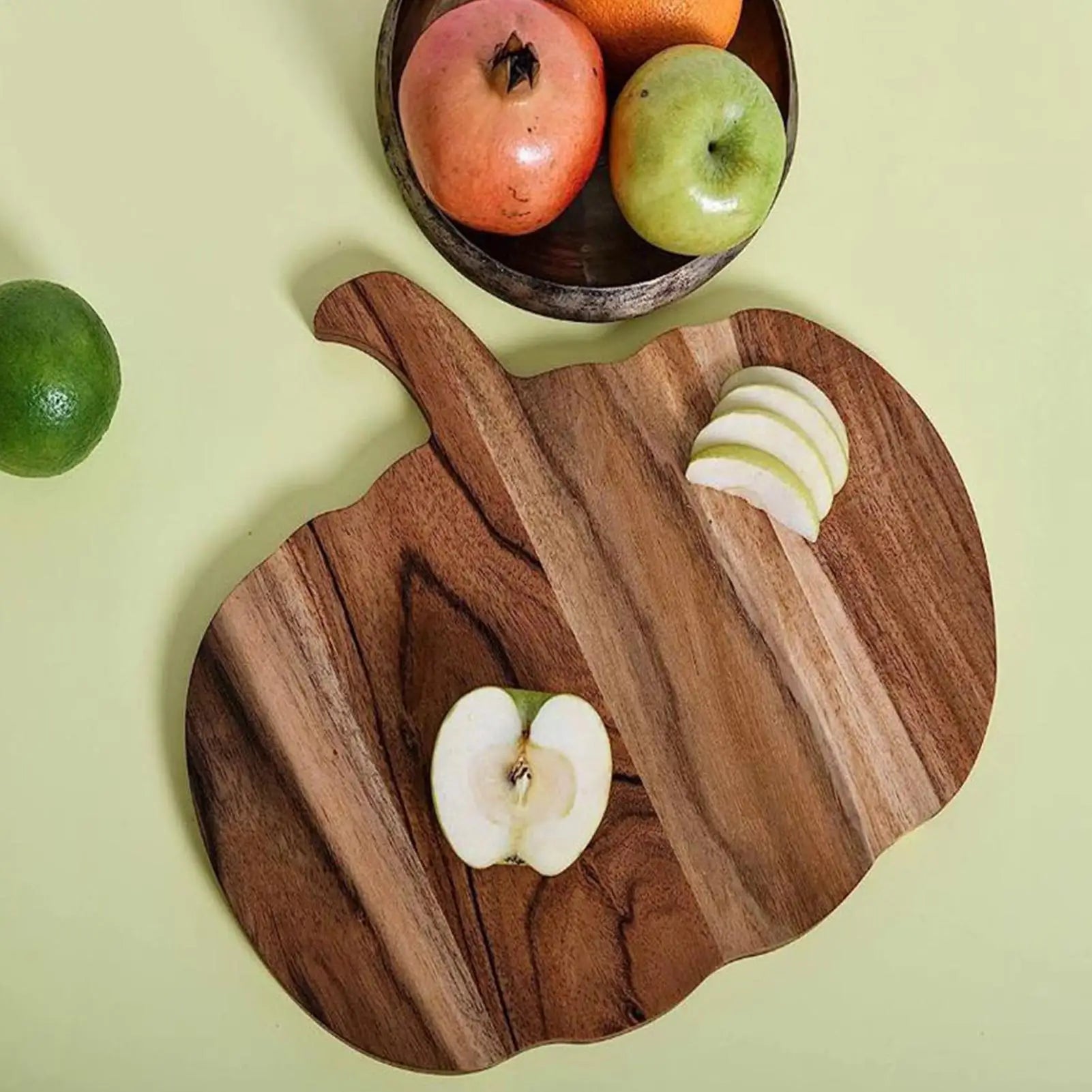 Kitchen Cutting Board Halloween Wooden Serving Platter Pumpkin Shaped Kitchen Wood Cutting Board With Handle for Chopping Meat Zpaxo
