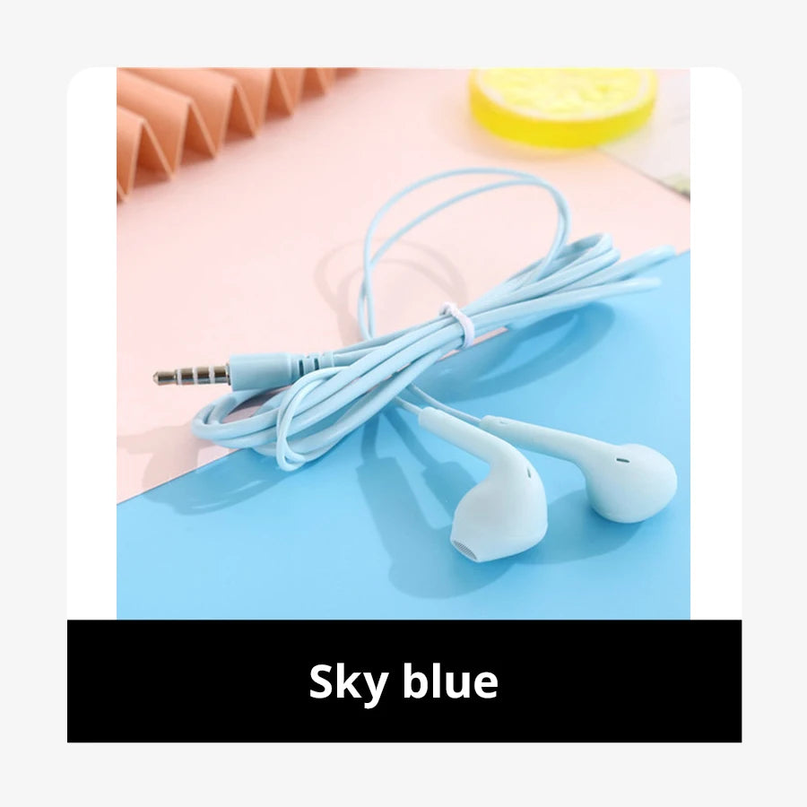 Macaron Universal Stereo Earphones Sports Music Earplugs Wired Zpaxo Sky blue