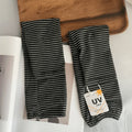 1 Pair Retro Sun Protection Sleeves Striped Design UV Protection Ice Silk Sleeves Japanese Style Breathable UV Resistant Sleeves Zpaxo Black