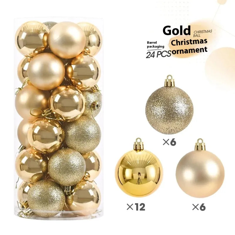 Hot 24Pcs 3/4/6cm Christmas Tree Balls Multicolor Xmas Ball Decorations Glitter Christmas Baubles Ornament Ball Party Home Decor Zpaxo