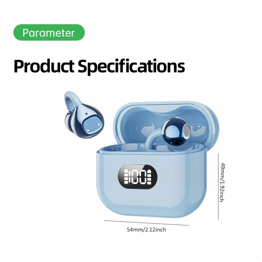 AI Translator Earbuds Clip-on Open Ear Headphones Wireless Bluetooth