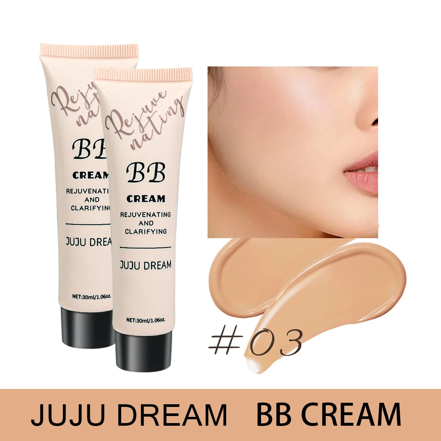 3-in-1 BB Cream -Full Coverage Concealer, Waterproof & Smooth Texture, Daily Makeup Base for Flawless Skin Zpaxo 03