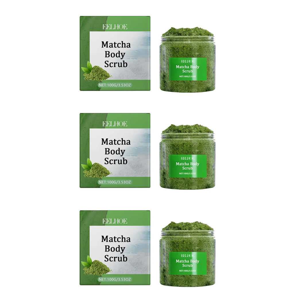 Eelhoe Matcha Sea Salt Body Scrub – Exfoliate & Brighten Skin Body Scrub Zpaxo 3 x 100g Boxed