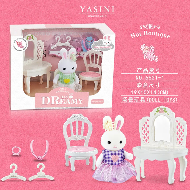 Little Rabbit Dresser Lovely Scene Play Toys Simulation Modelling