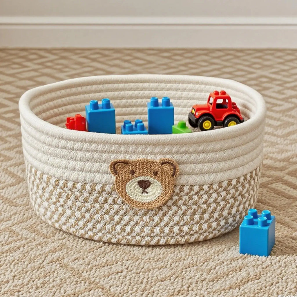 Woven Rope Storage Basket – Nursery, Desk & Bathroom Organizer Woven Storage Basket Zpaxo