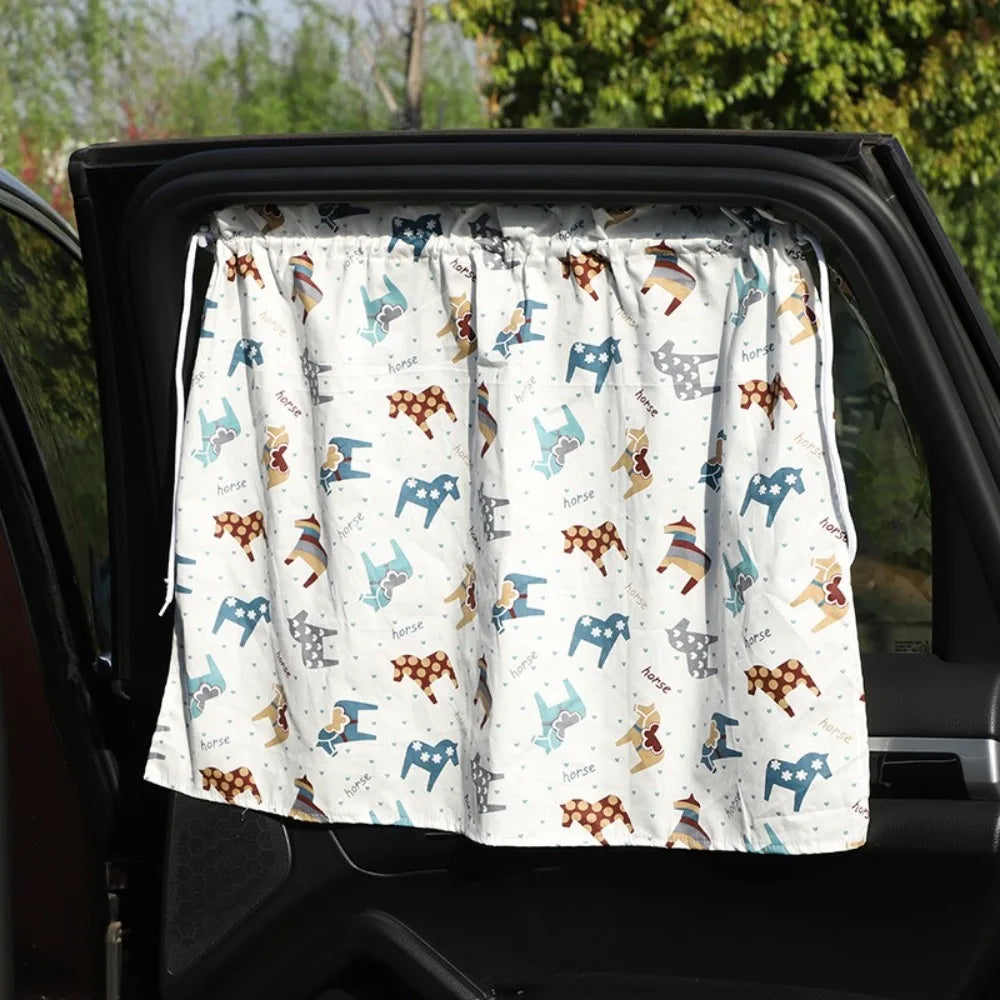 Creative Suction Cup Car Curtains Cute Cartoon Animal Floral Sunshade Zpaxo