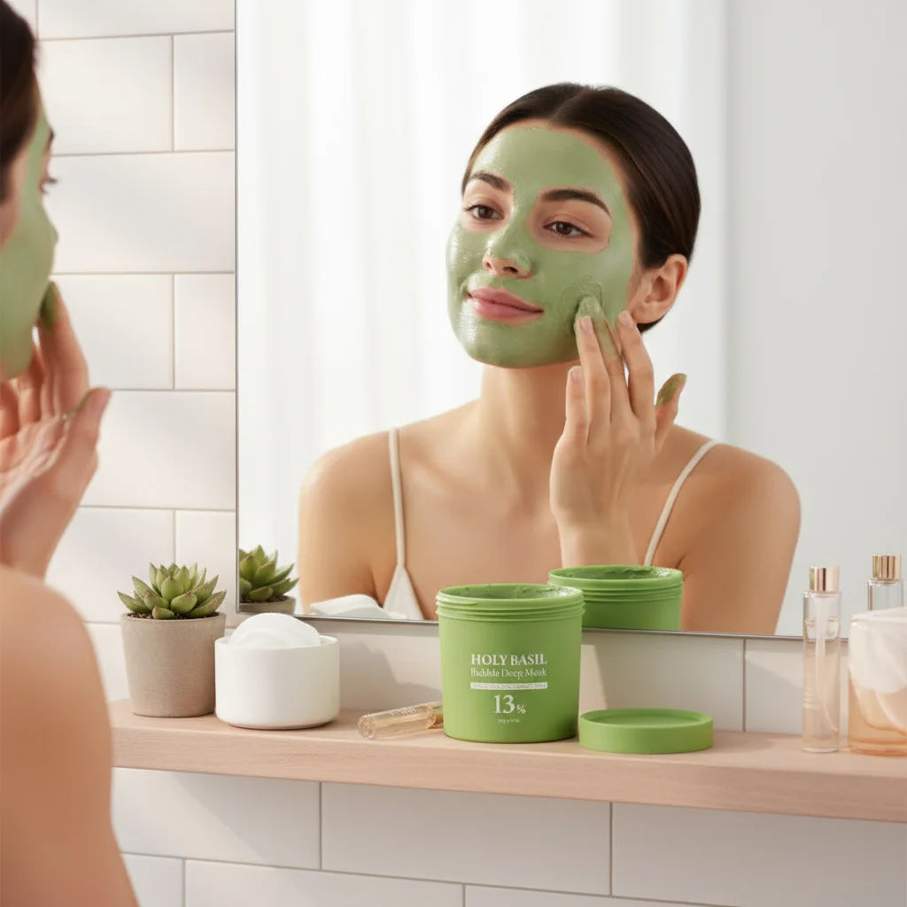 Holy Basil Sparkling Bubble Mask – Blackhead & Pore Minimizer Bubble Face Mask Zpaxo