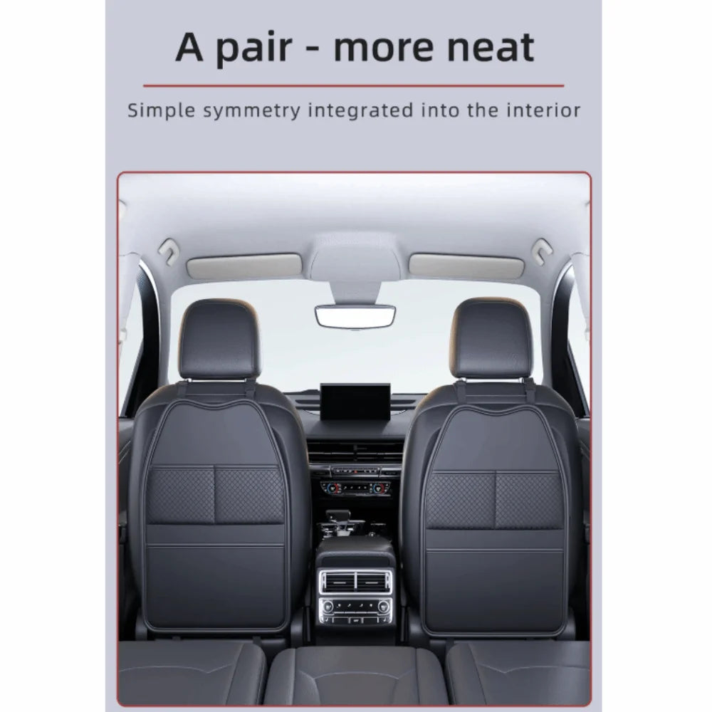 PU Car Seat Protection Cover Tablet Holder Pockets Kick Proof Pad Zpaxo