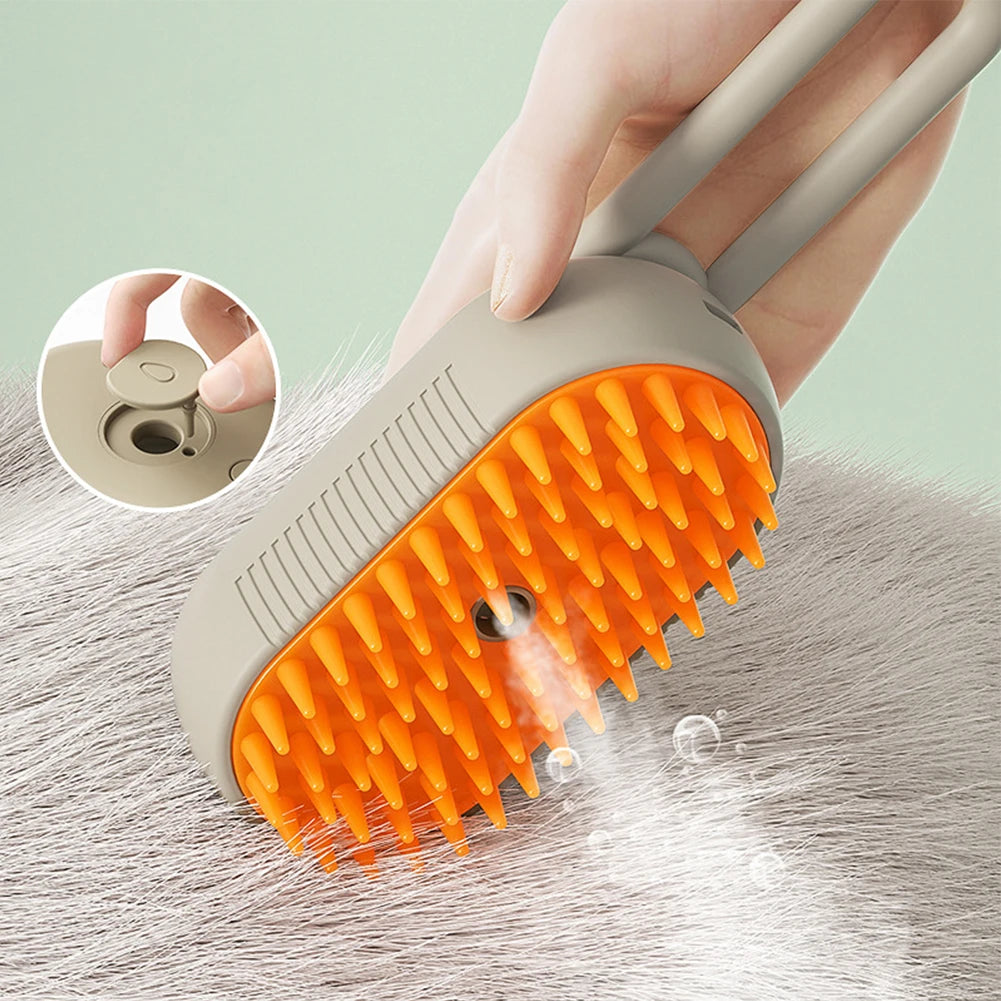 1 Steam Brush Cat Dog Grooming Comb Electric Water Spray Curry