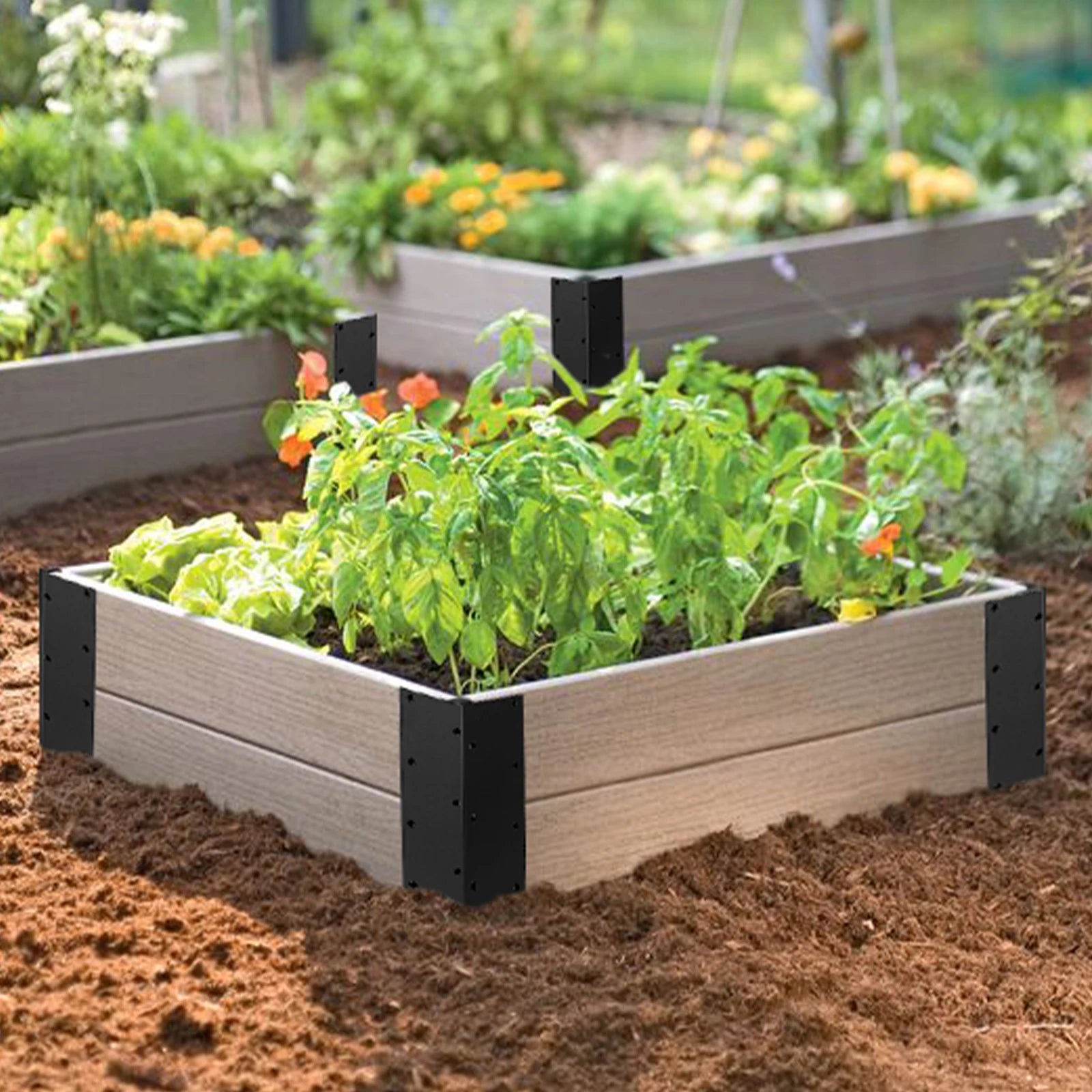 4Pcs Garden Bed Corner Bracket Noise Free Metal Garden Bed Corner Bracket Connector with Screws Rustproof Furniture Right Angle Zpaxo