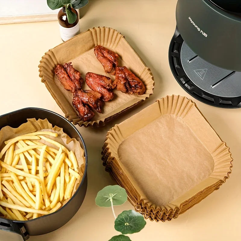 50/100pcs Square Silicone Oil Paper Mini Air Fryer Liner Suitable For Most Air Fryers Non Stick Air Fryer Zpaxo