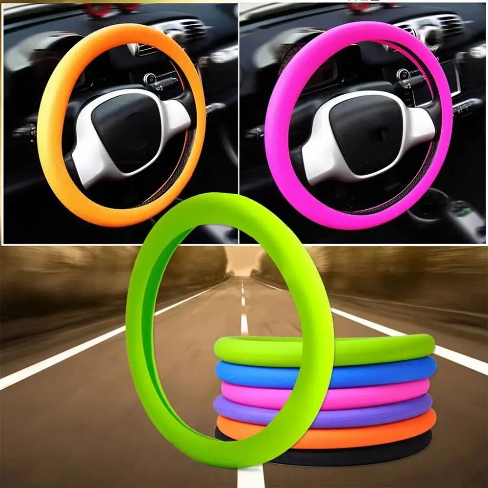 Ultra-Thin Silicone Car Steering Wheel Cover Anti-Slip Texture Soft Silicone Breathable Steering Grip Durable Material Zpaxo