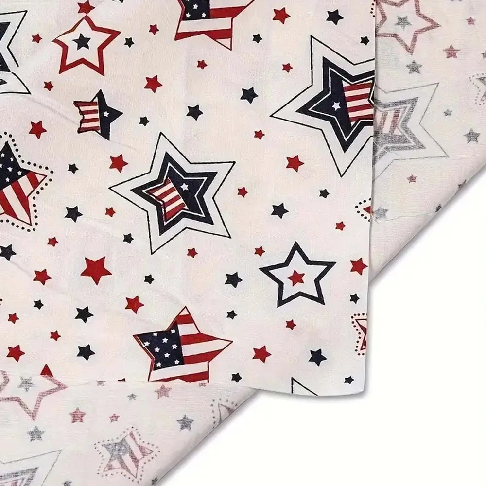 7pcs American Flag Fabric DIY Crafts Patriotic Sewing Supplies with Red, White and Blue Star-Pattern Independence Day Handicraft Zpaxo