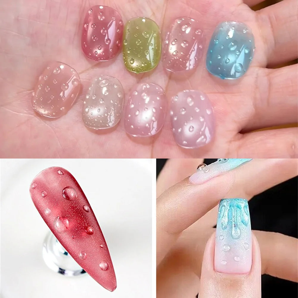 3D Droplet Effect Top Coat Nail Gel Clear Versatile Summer Water Drop Sculpting UV Nail Polish Gel for DIY Nail Art Manicure Zpaxo
