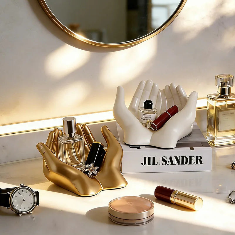 Palm Storage Box – Lipstick, Perfume & Key Organizer for Dresser Tabletop Storage Organizer Zpaxo
