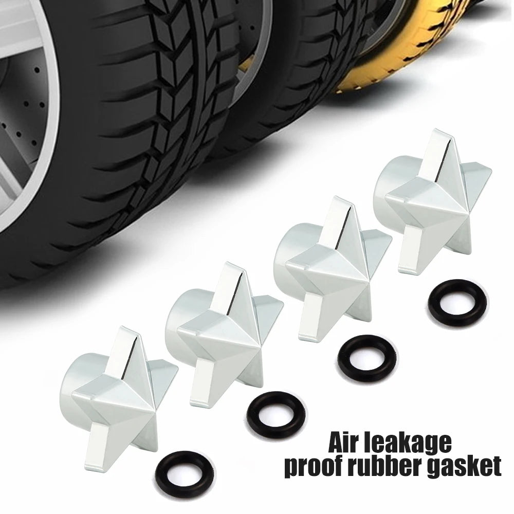 Pentagram Tire Valve Stem Caps 4-Pack – Universal Dust Covers