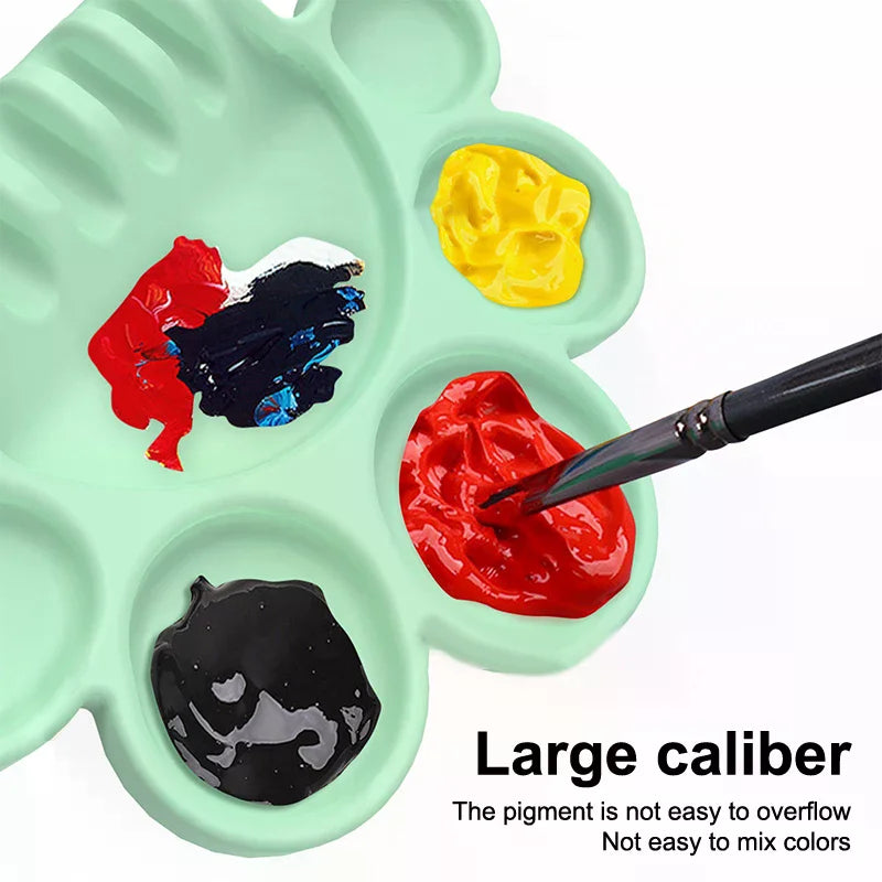 Silicone Paint Palette With Pen Holder Pigment Dispensing Tray Art Student Tools Painting Supplies For Watercolor Oil Propylene Zpaxo