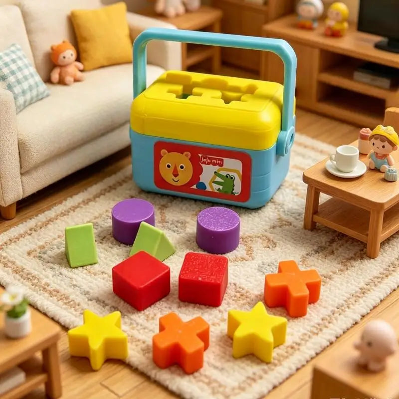 1:12 Miniature Shape Sorting Toy Box – Dollhouse Nursery Decor Dollhouse Miniature Set Zpaxo