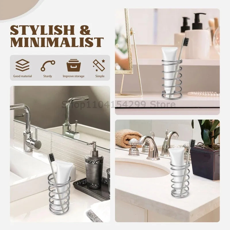 Stainless Steel Toothbrush Holder Bathroom Accessories Tool Toothpaste Makeup Brush Storage Rack Home Decoration Brush Holder Zpaxo